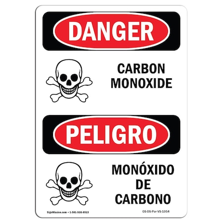 Signmission Safety Sign, OSHA Danger, 18" Height, Carbon Monoxide Bilingual Spanish OS-DS-D-1218-VS-1054